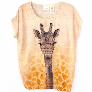 Alfred Dunner Giraffe Print Embellished Top “Animal Magnetism” – M